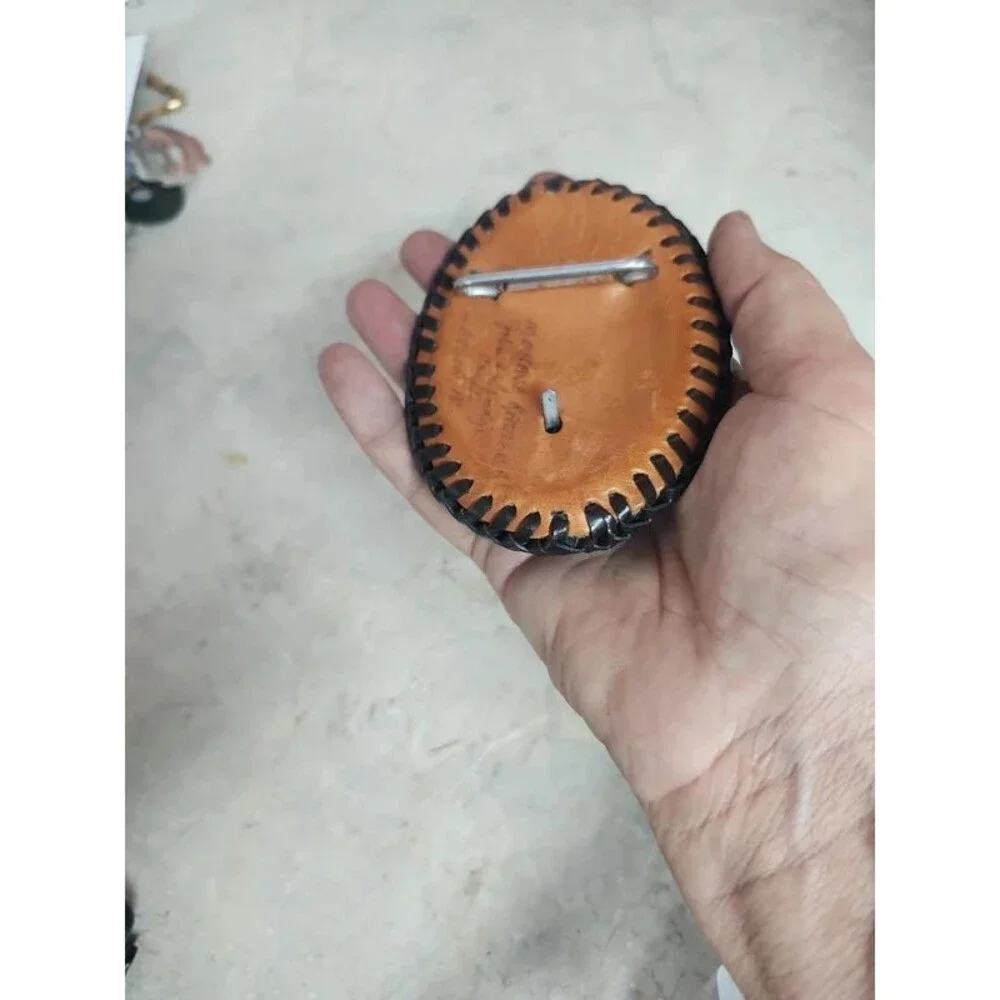4x3 handmade leather rodeo western buckle